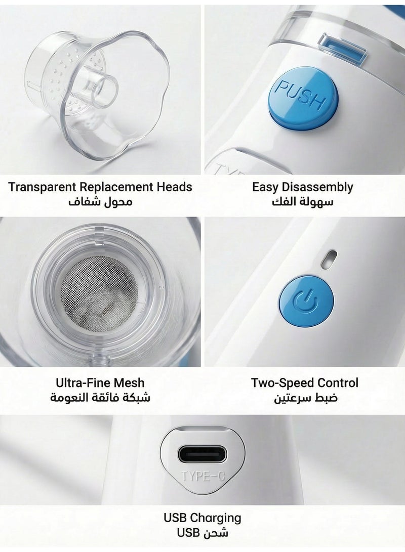 نيبولايزر محمول باليد بتقنية الشبكة بالموجات فوق الصوتية، جهاز نيبولايزر هادئ للكبار والأطفال وكبار السن بوضعين للرذاذ للاستخدام المنزلي والمكتبي والسفر - Image 4